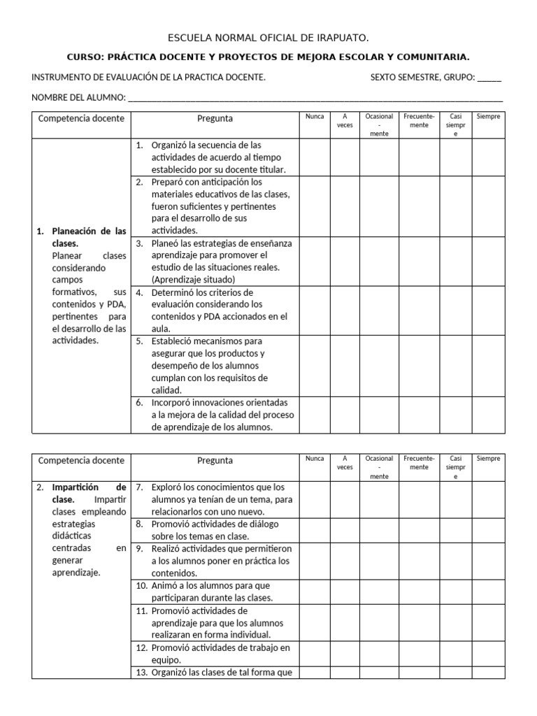 Evaluación de Práctica Docente en Irapuato | PDF | Evaluación | Maestros