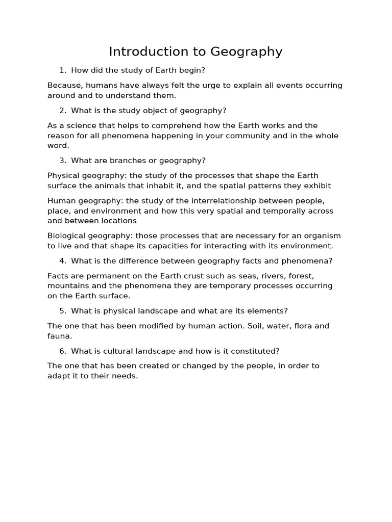 Introduction To Geography | PDF
