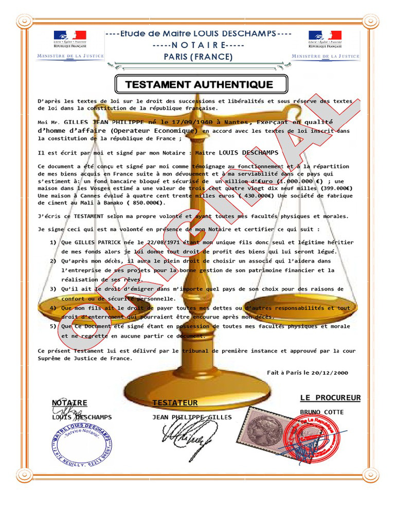 Testament Authentique PDF — free download