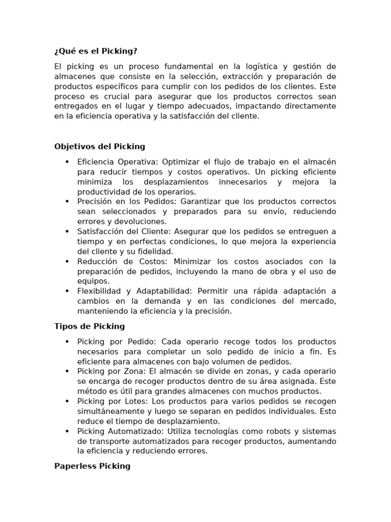 Picking | PDF | Logística