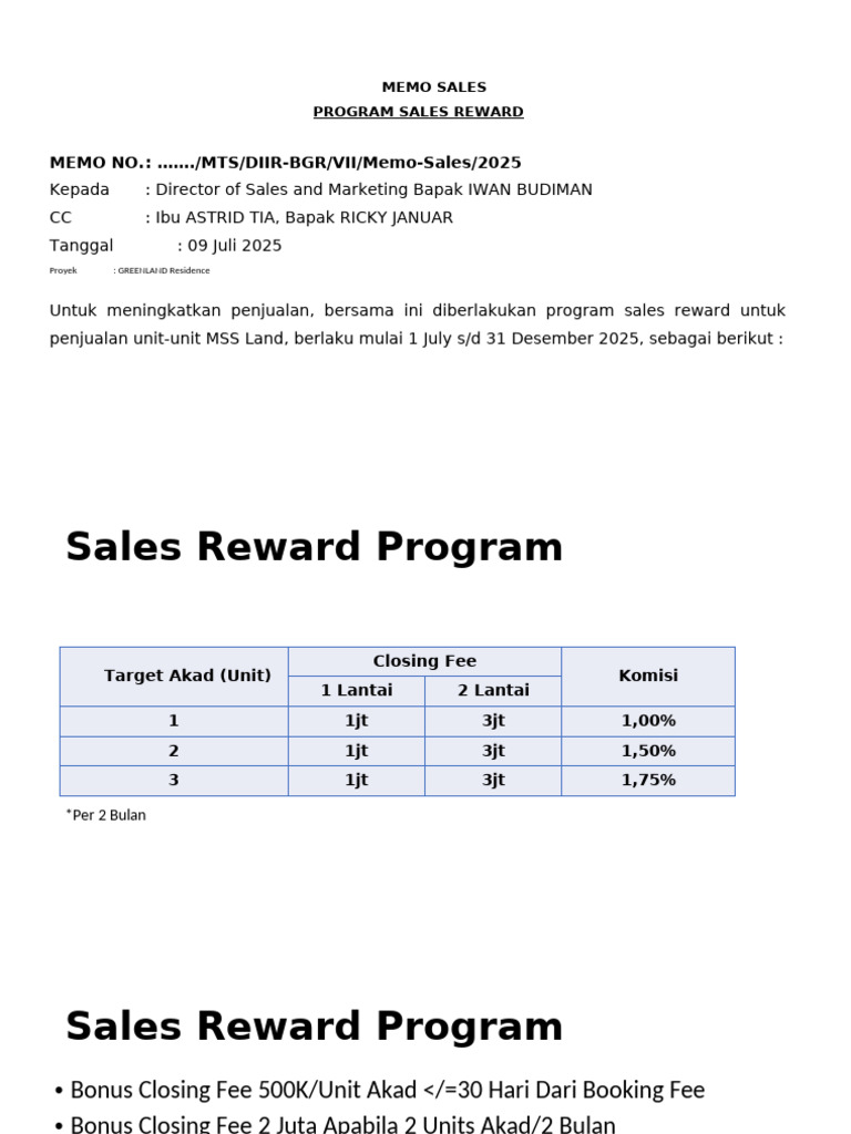 Program Reward Penjualan 2025 | PDF