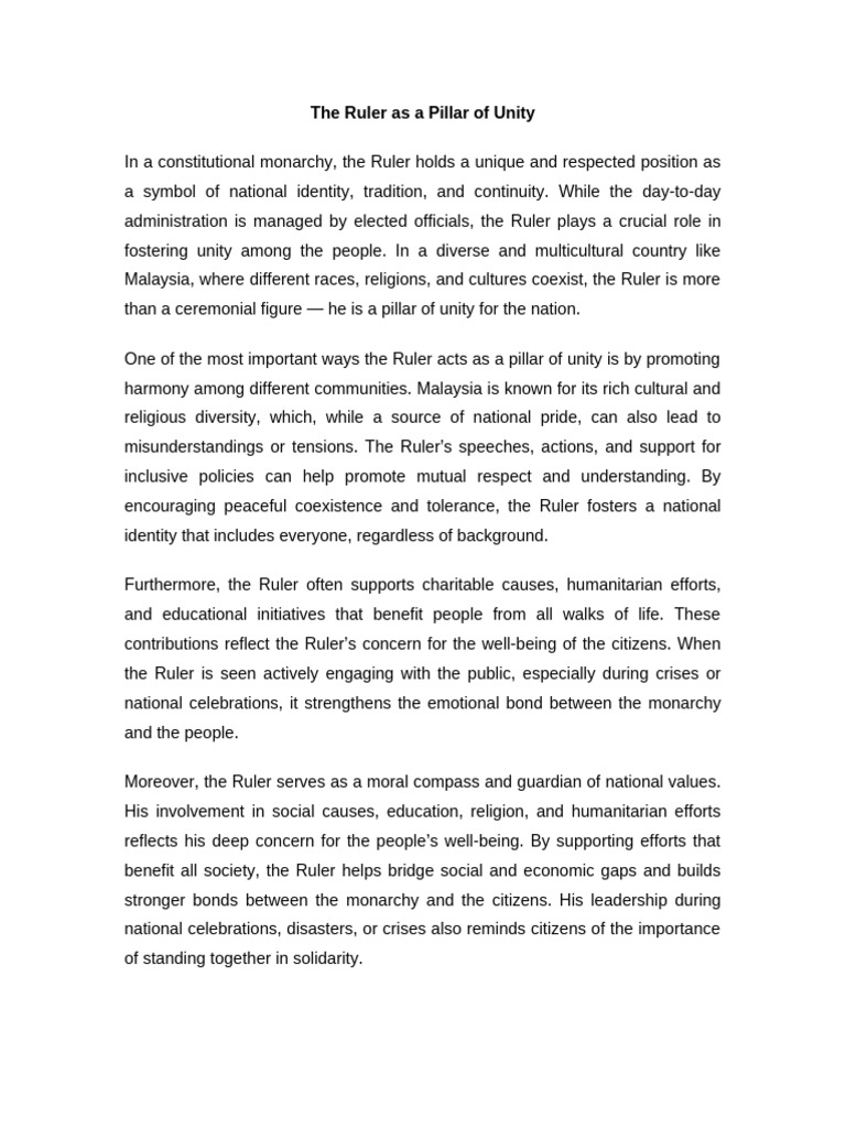 The Ruler As A Pillar of Unity | PDF | Multiculturalism | Political Science