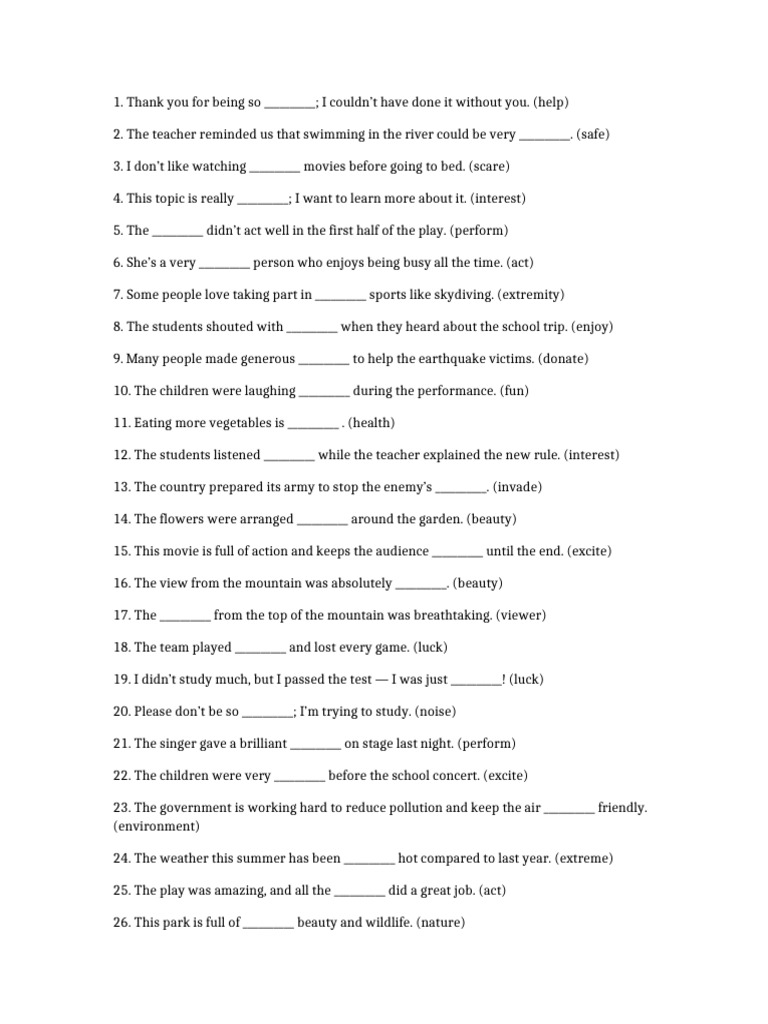 Fill-in-the-Blank Vocabulary Exercises | PDF