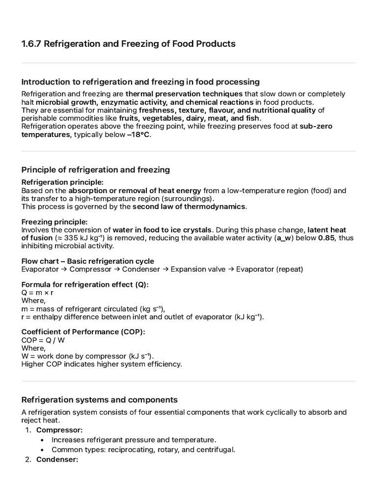 1.6.7 Refrigeration and Freezing of Food Products | PDF | Refrigeration ...