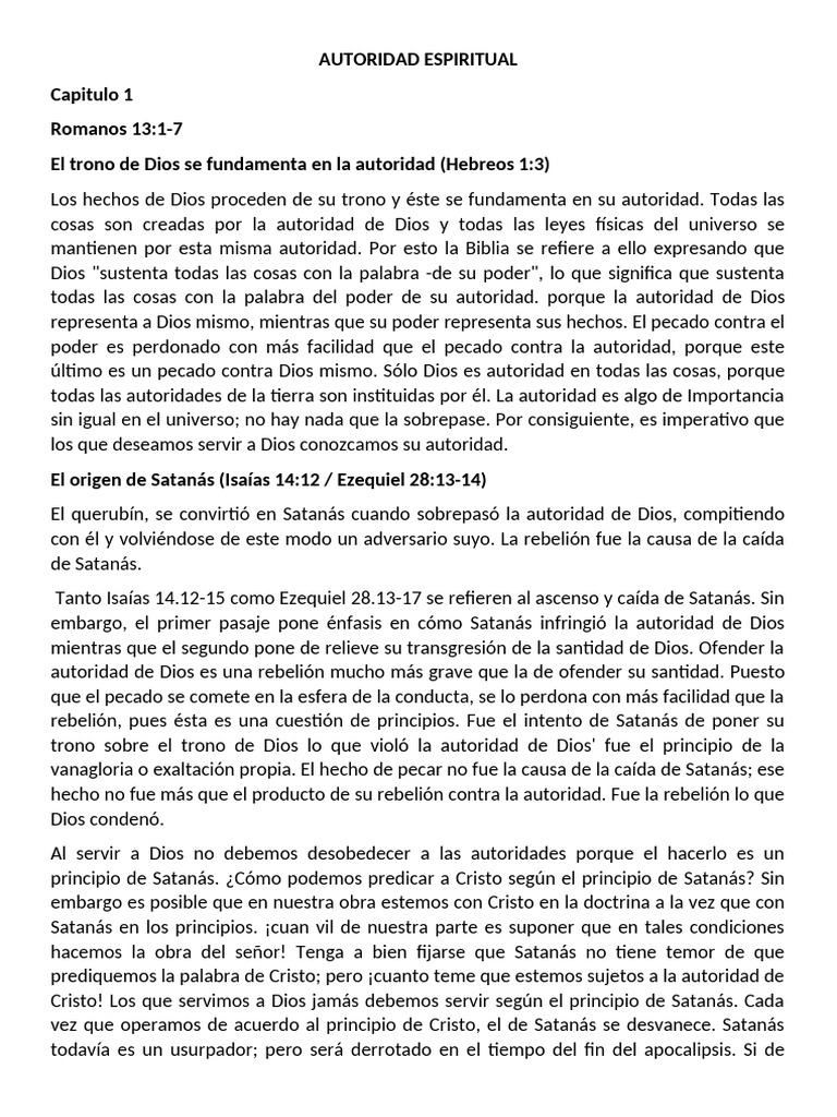 La Autoridad de Dios y Su Obediencia | PDF | Satán | Pecado