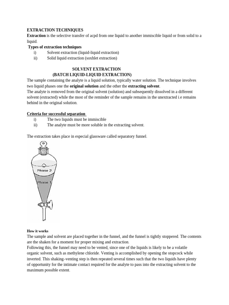 Extraction Techniques Overview | PDF | Solubility | Chemistry