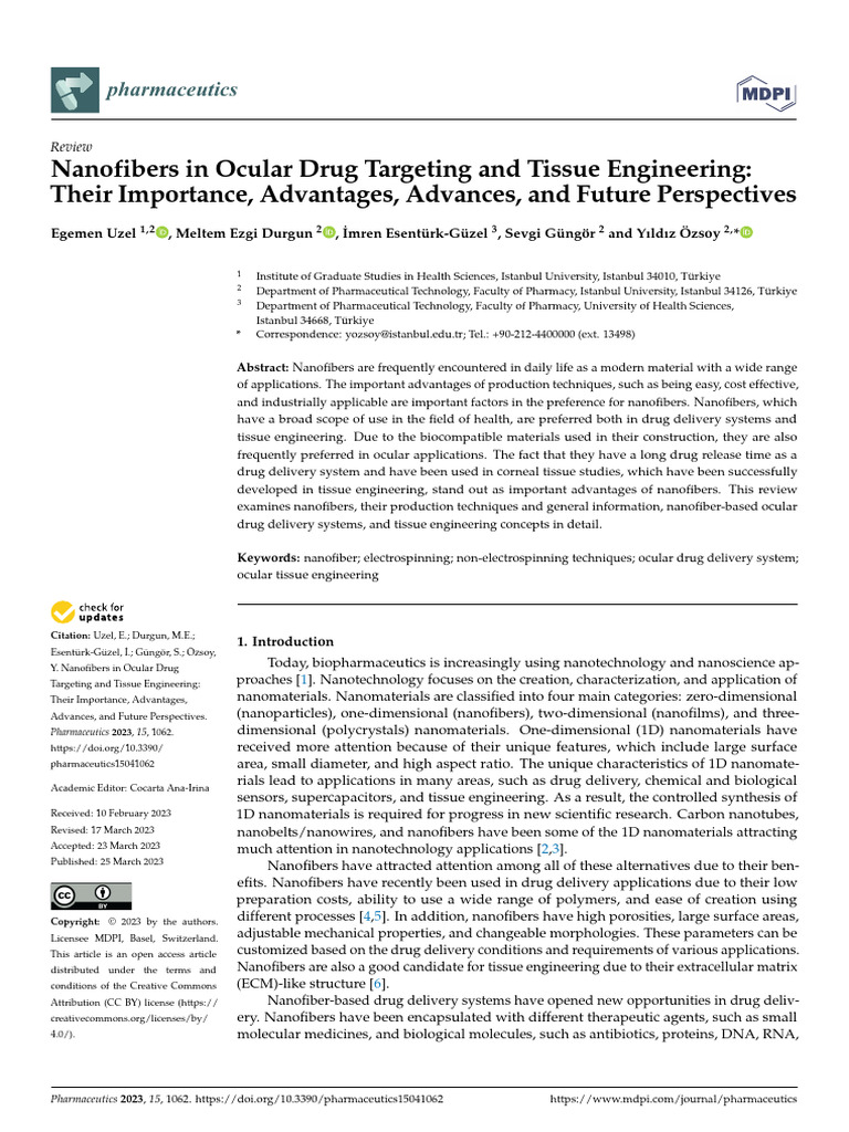 Nanofibers in Ocular Drug Delivery | PDF | Polyethylene Glycol ...