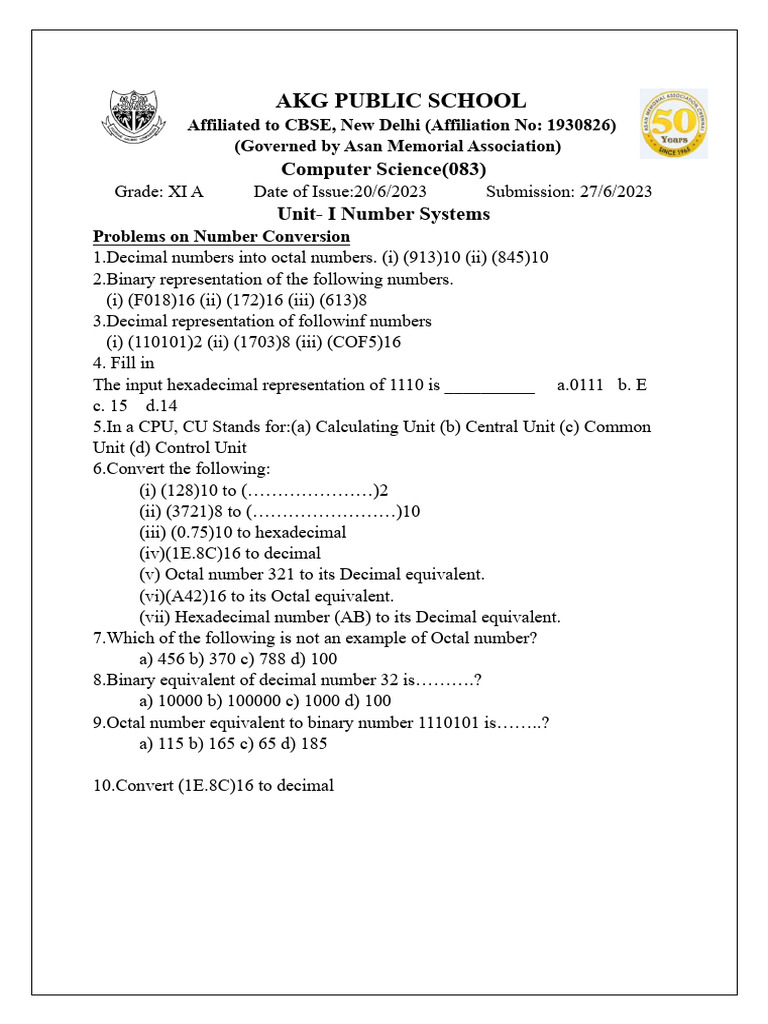 Number Systems Conversion Problems | PDF