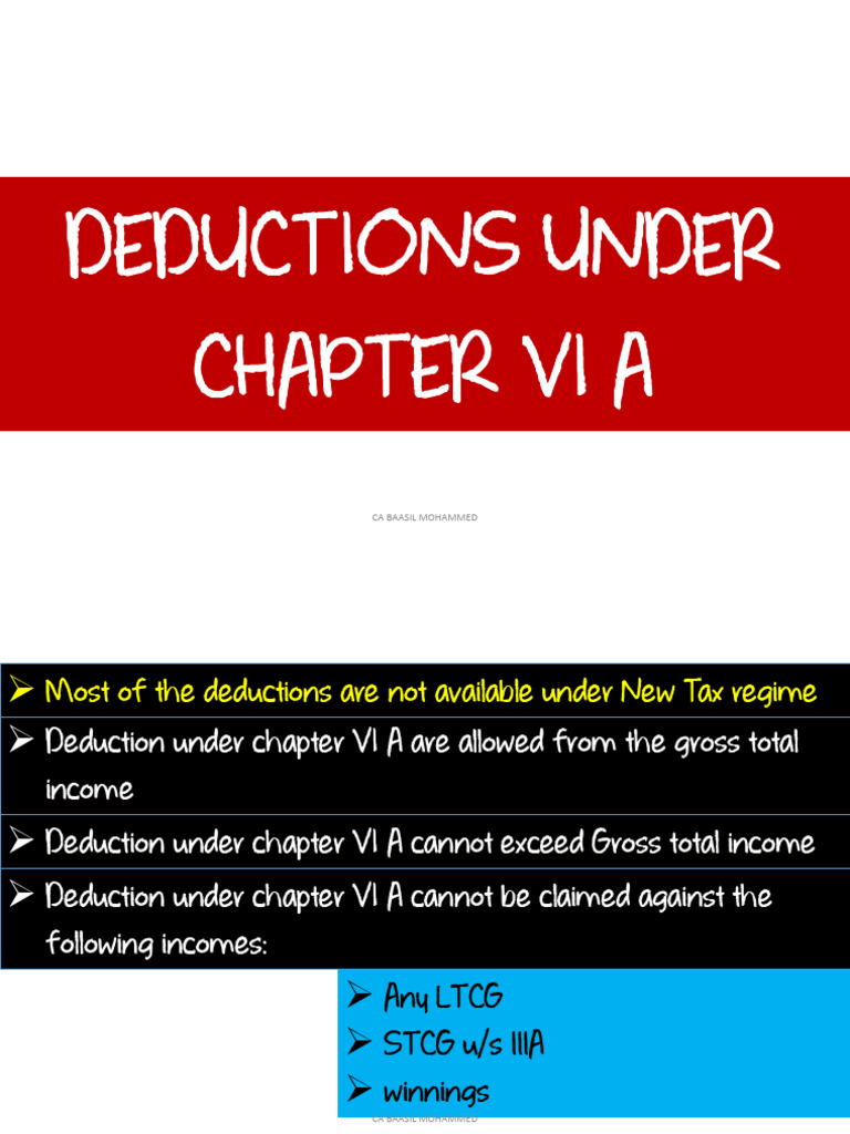 Deductions Under Chapter 6A | PDF | Tax Deduction | Expense