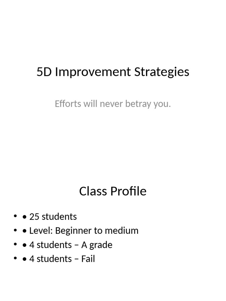 Improvement - Strategies For Weak Classes | PDF