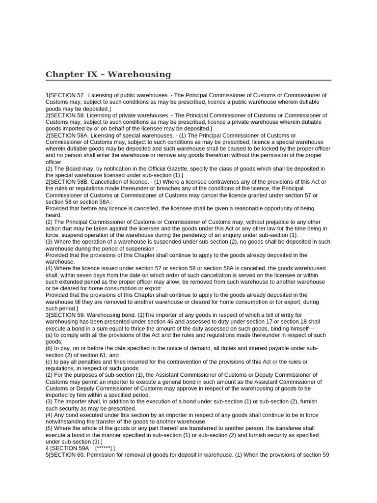 Customs Warehousing Regulations Overview | PDF | License | Customs