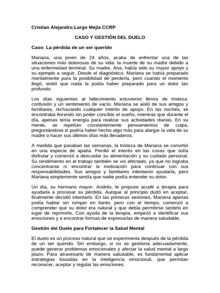 Gestión Del Duelo | PDF | Dolor | Las emociones