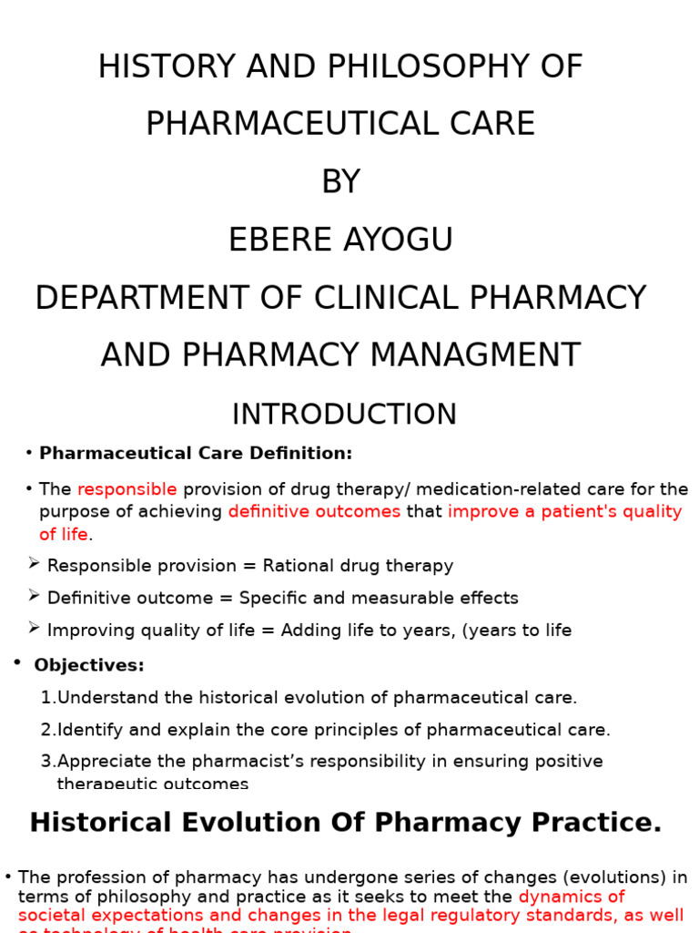Evolution of Pharmaceutical Care Principles | PDF | Pharmacy | Chronic ...