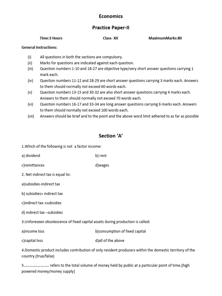 12-Economics-Practice-Paper-2020-Set-2 | PDF | Fiscal Multiplier ...