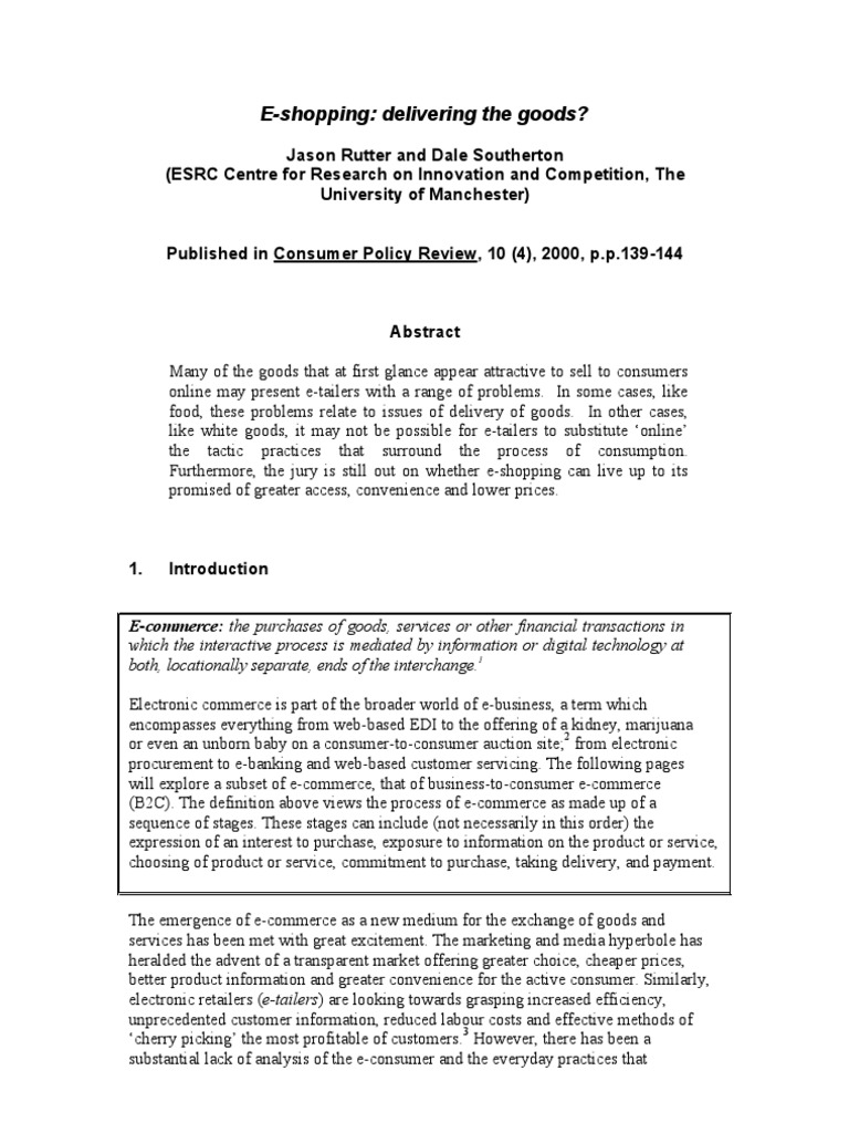 E-Shopping Challenges and Consumer Benefits | PDF | E Commerce | Online ...
