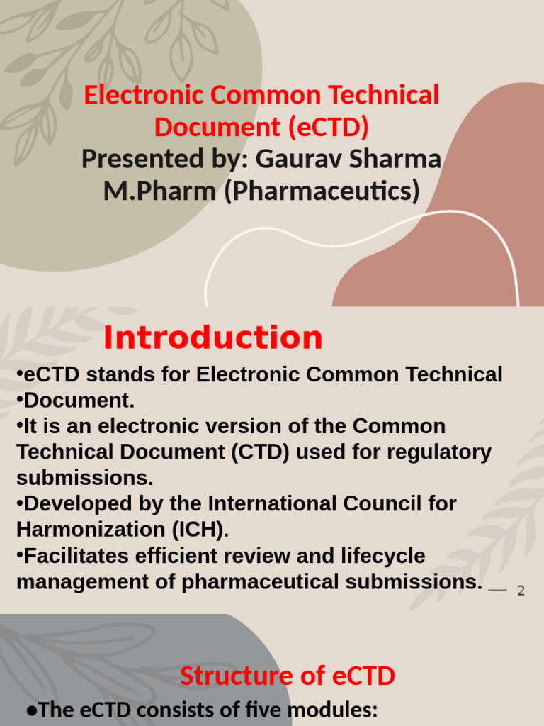 eCTD Overview for Regulatory Submissions | PDF