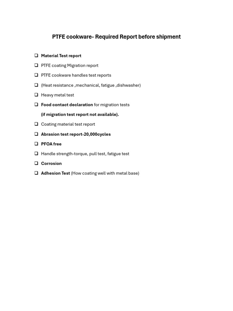 Ptfe Cookware Test | PDF