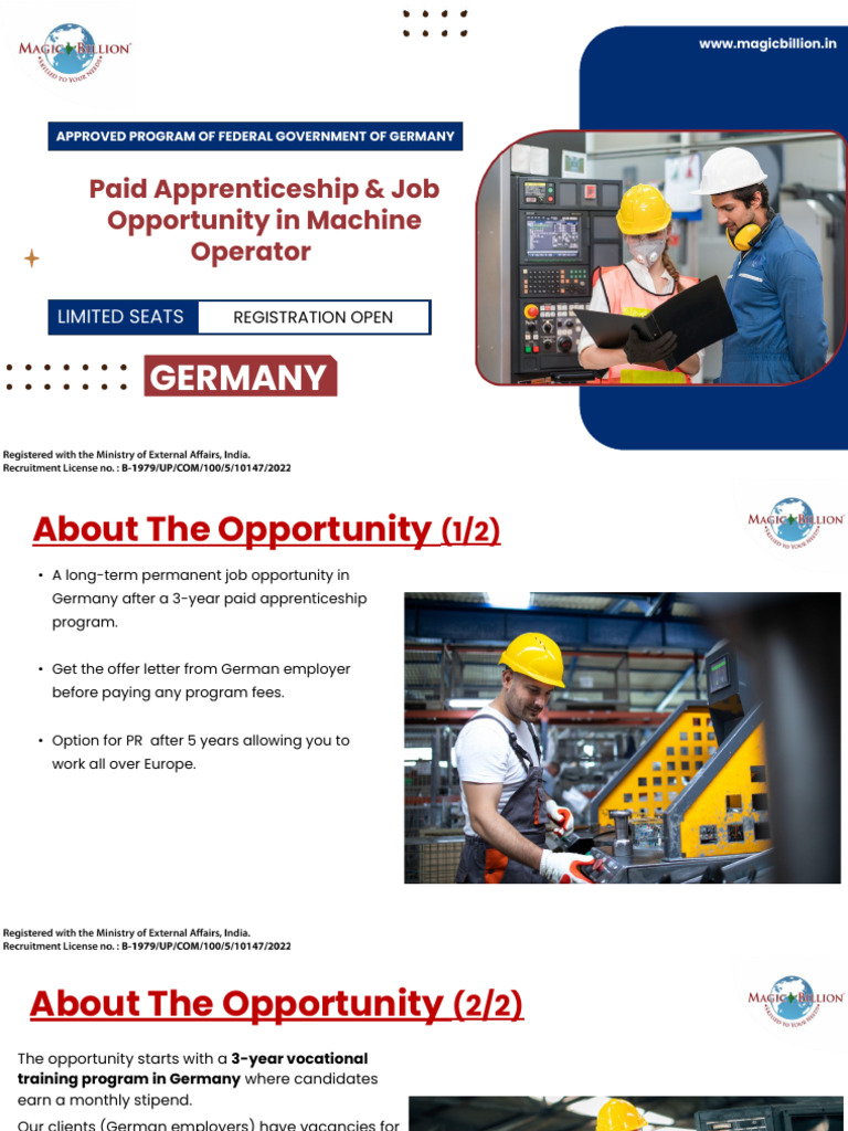 Paid Machine Operator Apprenticeship in Germany | PDF | Apprenticeship ...