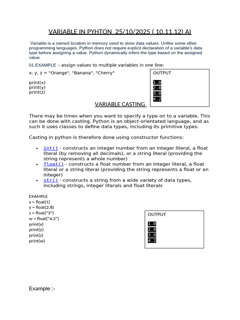 Variable in Pyhton Class 10 Abc 11 Abc 12 Abc Ai | PDF | Data Type ...