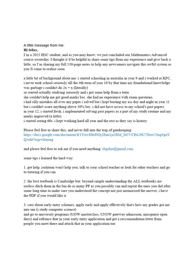Mathematics Notes and Advice | PDF | Area | Acceleration