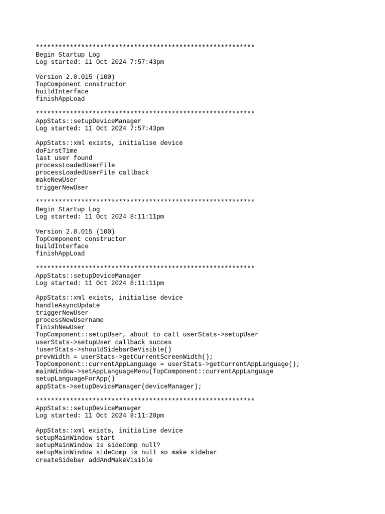Startup Log Analysis for App Version 2.0.015 | PDF | System Software ...