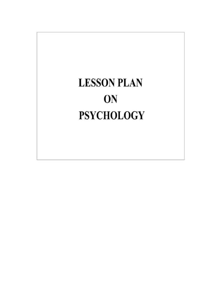 Lesson Plan Psychology Final | PDF