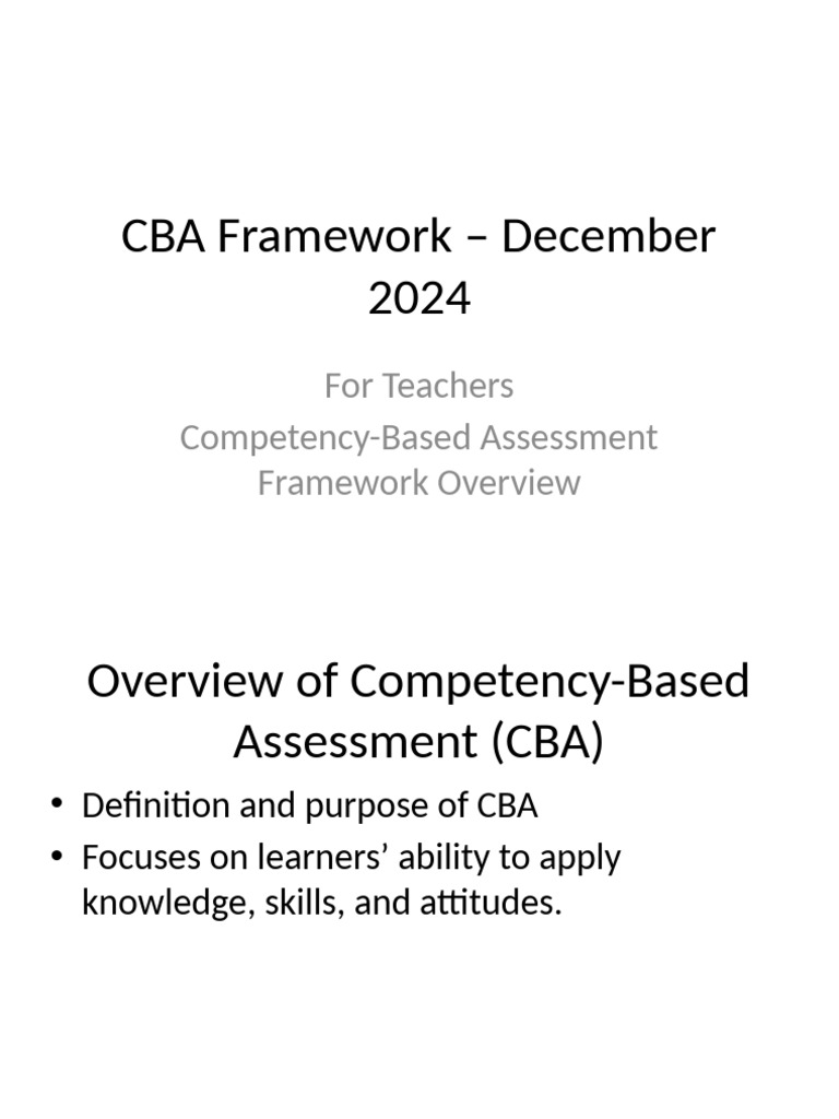 CBA Framework December 2024 | PDF | Educational Assessment | Pedagogy
