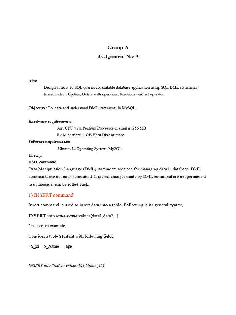 SQL DML Statements and Queries Guide | PDF | Databases | Table (Database)