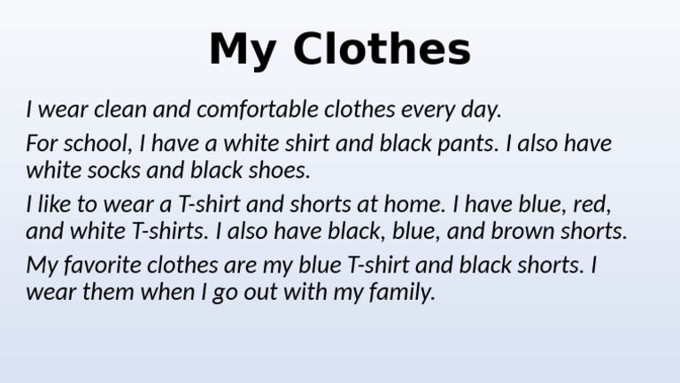 My Clothes Writing | PDF