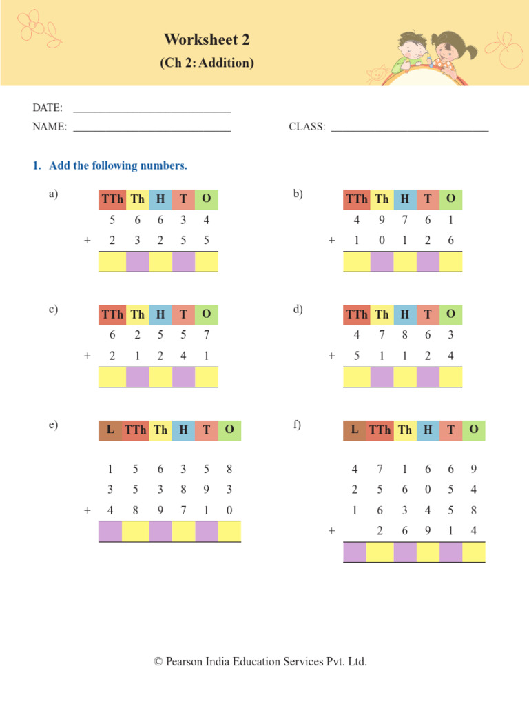 Addition Worksheet for Students | PDF
