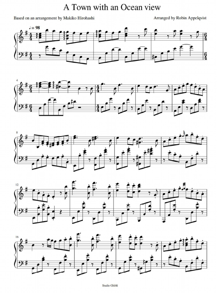 A Town With An Ocean View Piano Script | PDF