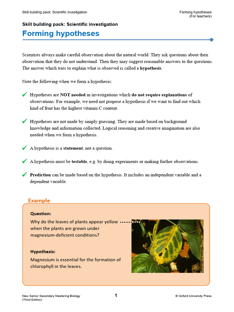 Forming Hypotheses in Scientific Inquiry | PDF | Hypothesis | Stoma