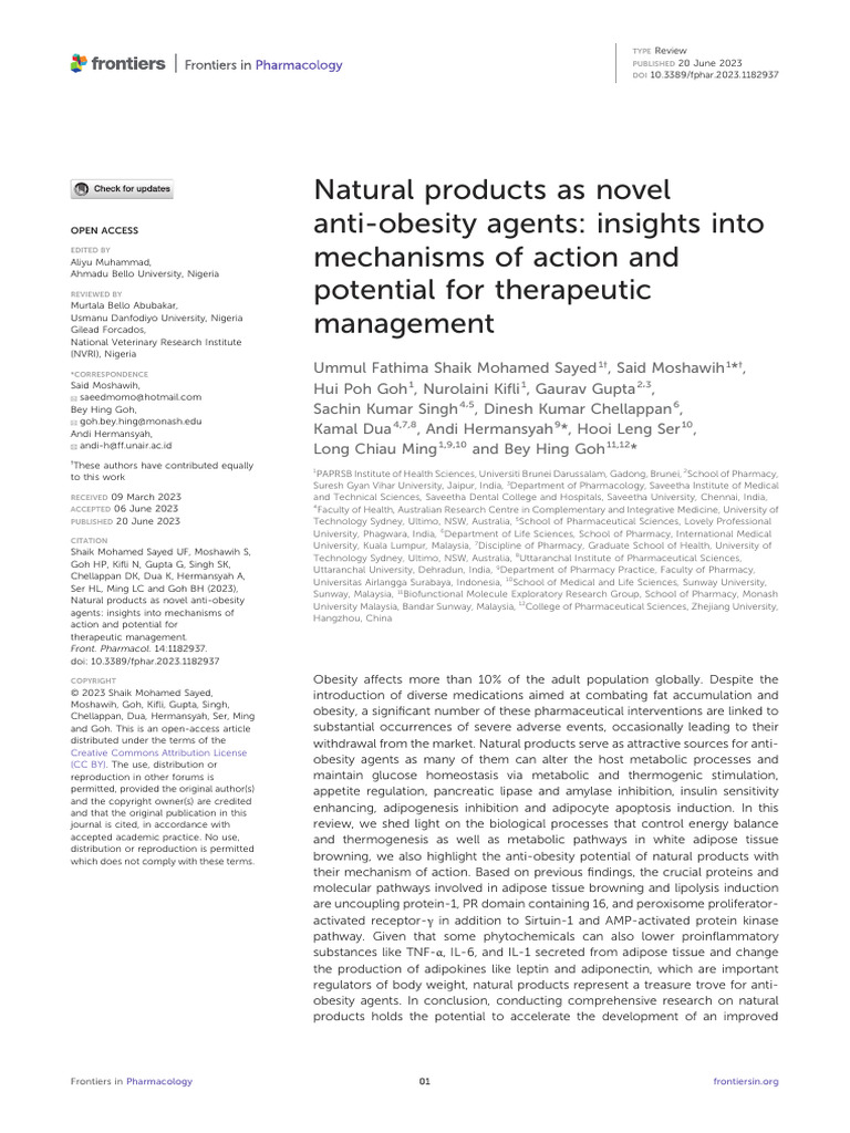 Natural Products As Novel Anti Obesity A | PDF | Adipose Tissue ...
