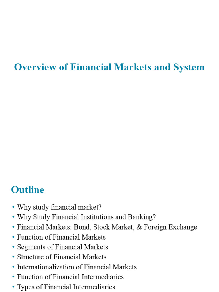 Overview of Financial Markets and System | PDF | Financial Markets | Banks