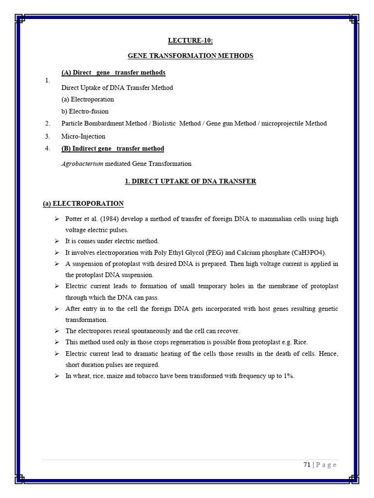 Lecture 10+Plant+Biotechnology+Pp+71 78 | PDF | Plant Breeding ...