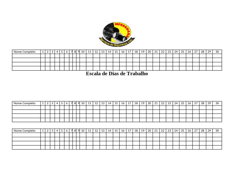 Escala de Trabalho Mensal | PDF