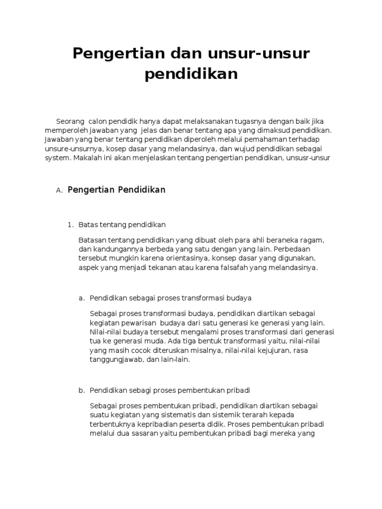 Makalah Pengertian Pendidikan Dan Unsur Unsur Pendidikan - Berbagai Unsur - Contoh Makalah Permainan Tradisional Ular Naga