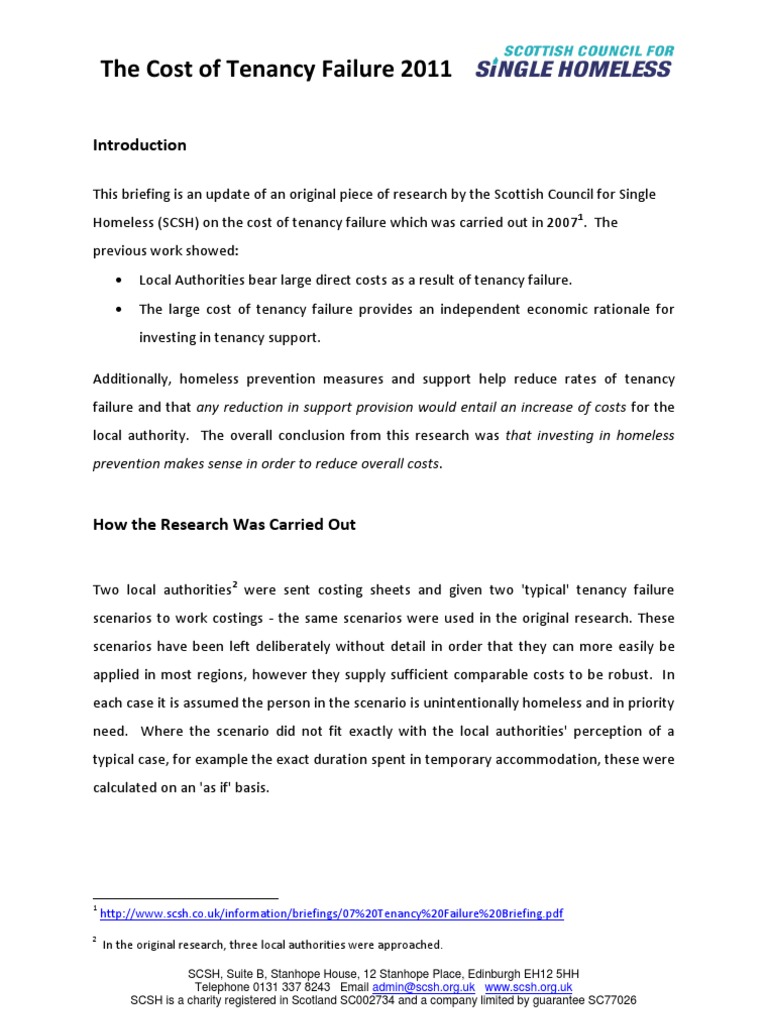 Tenancy Failure Cost Analysis 2011 | PDF | Eviction | Property