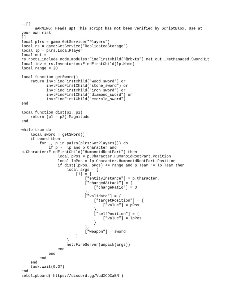 Roblox Sword Attack Script | PDF