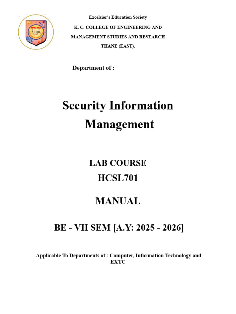 Security Information Management Lab Manual | PDF | Penetration Test ...