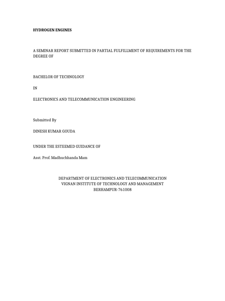 Hydrogen Engines Report Draft | PDF
