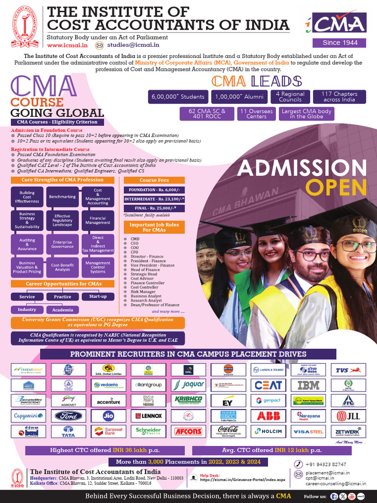 CMA Course Admission and Syllabus Details | PDF | Business | Business ...