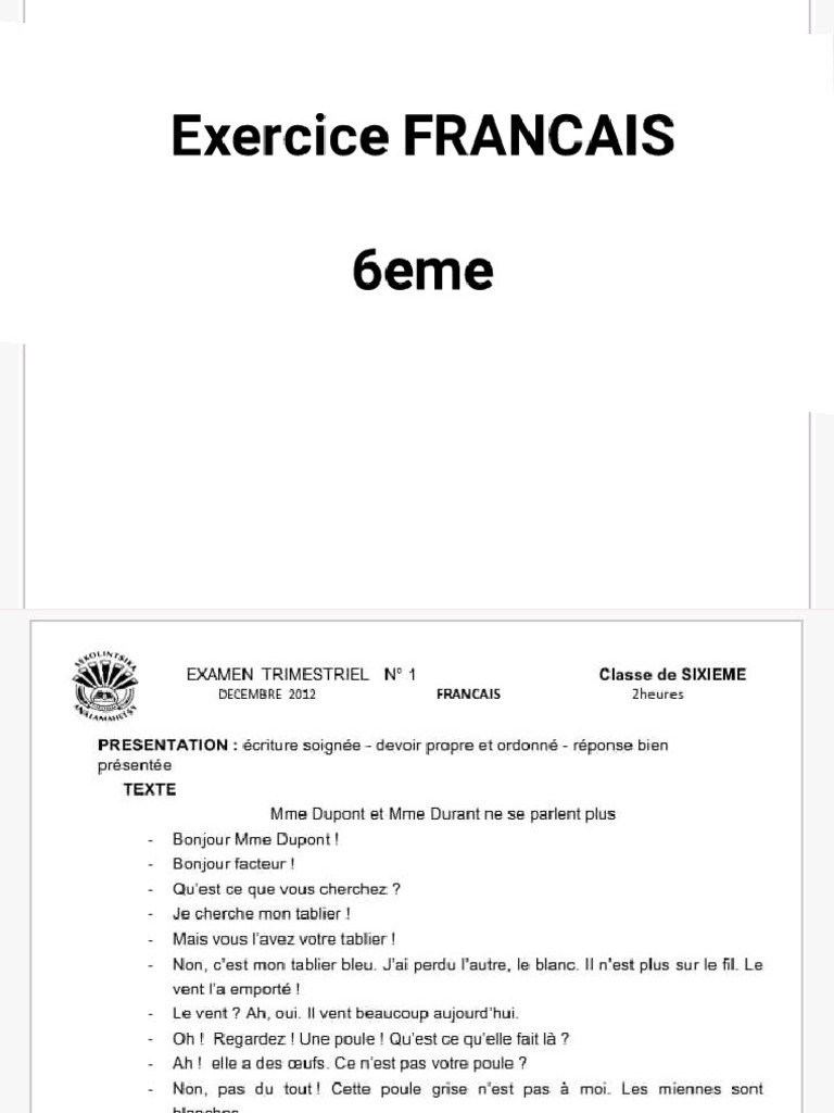 6eme Exercice FRAN AIS | PDF