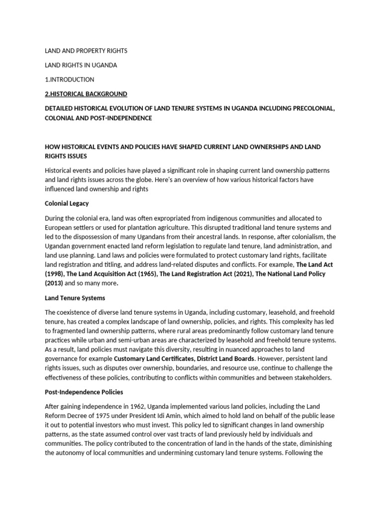 Uganda's Land Rights and Tenure Systems | PDF | Governance | Property