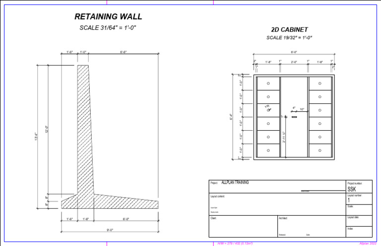2D Cabinet and Retaining Wall Plans | PDF