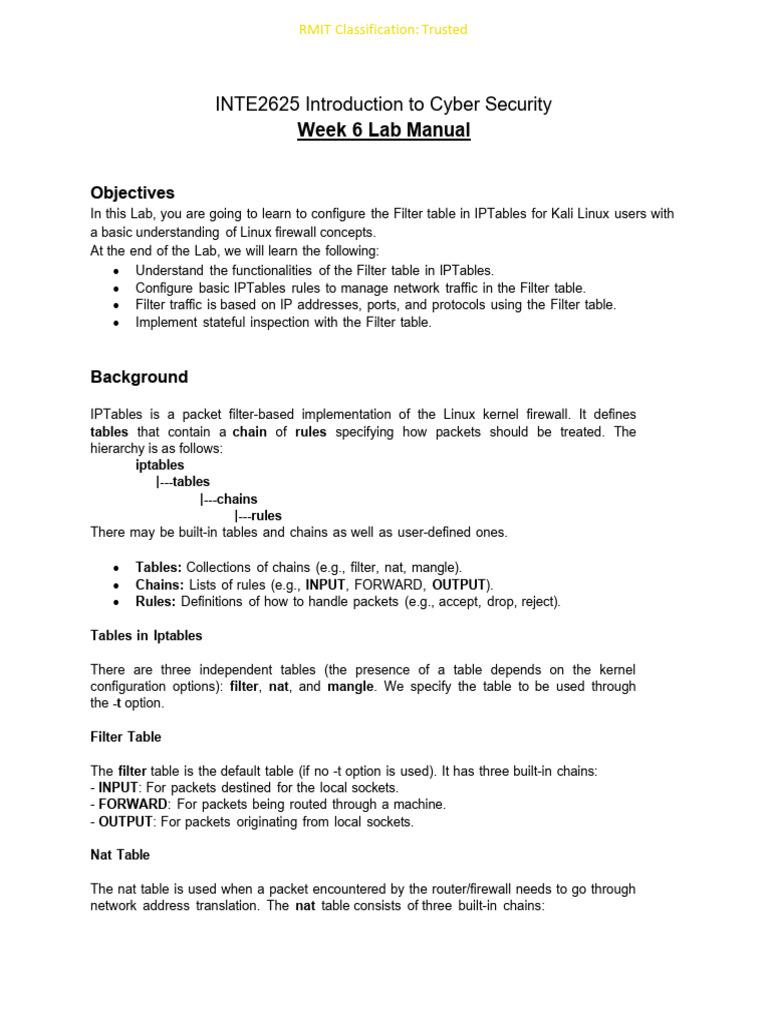 IPTables Filter Table Configuration Lab | PDF | Port (Computer ...