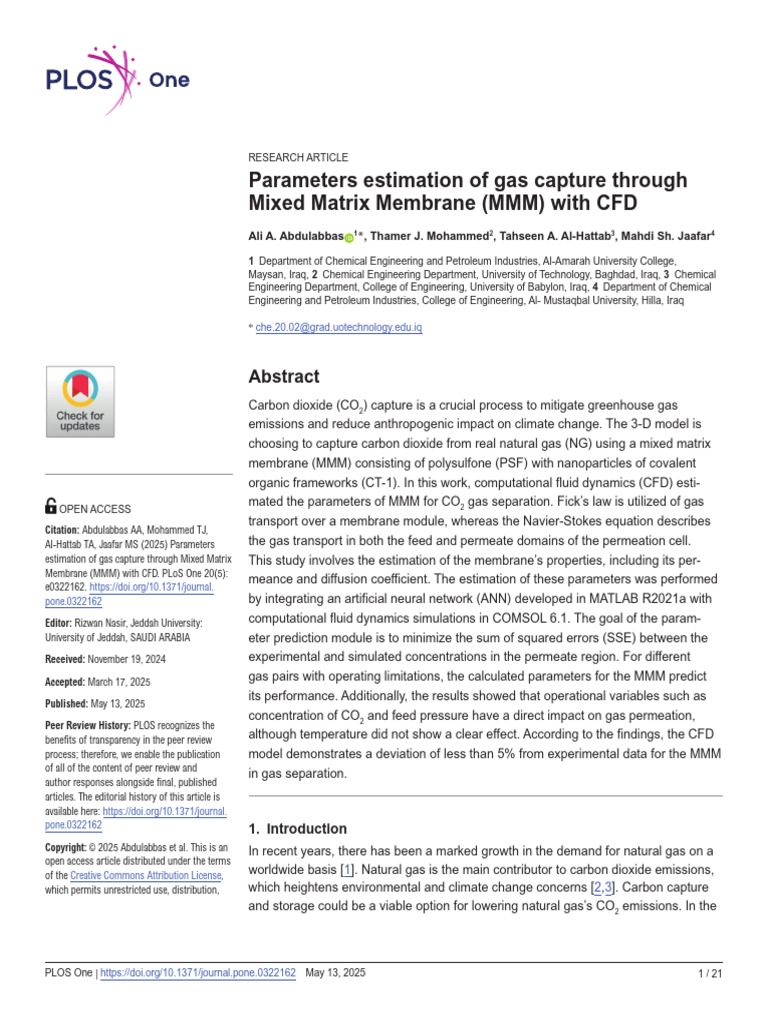 Journal Pone 0322162 | PDF | Gases | Computational Fluid Dynamics