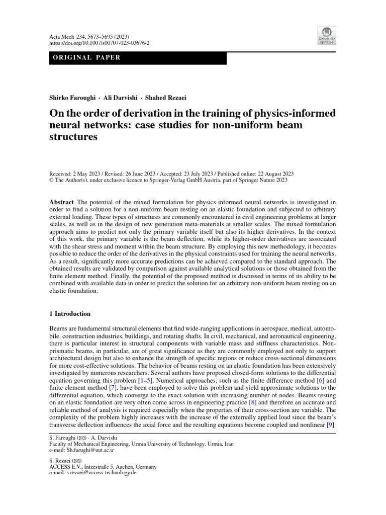 Physics-Informed Neural Networks for Beams | PDF | Partial Differential ...