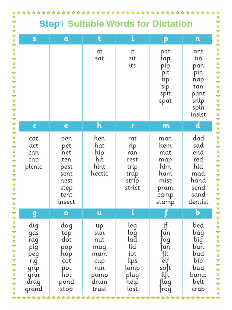 Step 1 Dictation Words Colour | PDF