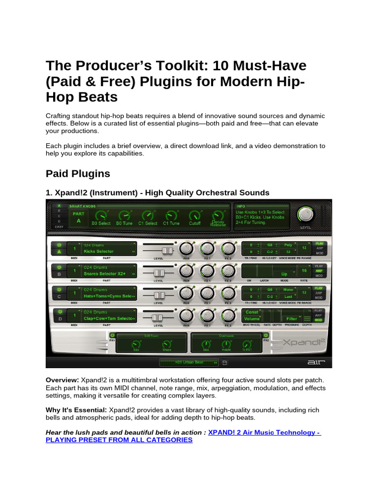 Essential Plugins for Hip-Hop Beats | PDF | Synthesizer | Music Technology